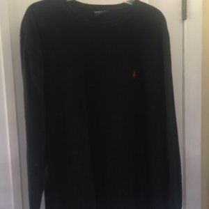 Long Sleeve Men's Polo Tee Shirt Black